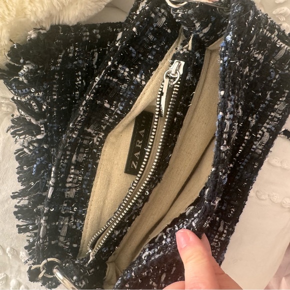 Zara Elegant Black Tweed Women Bag - Picture 7 of 8